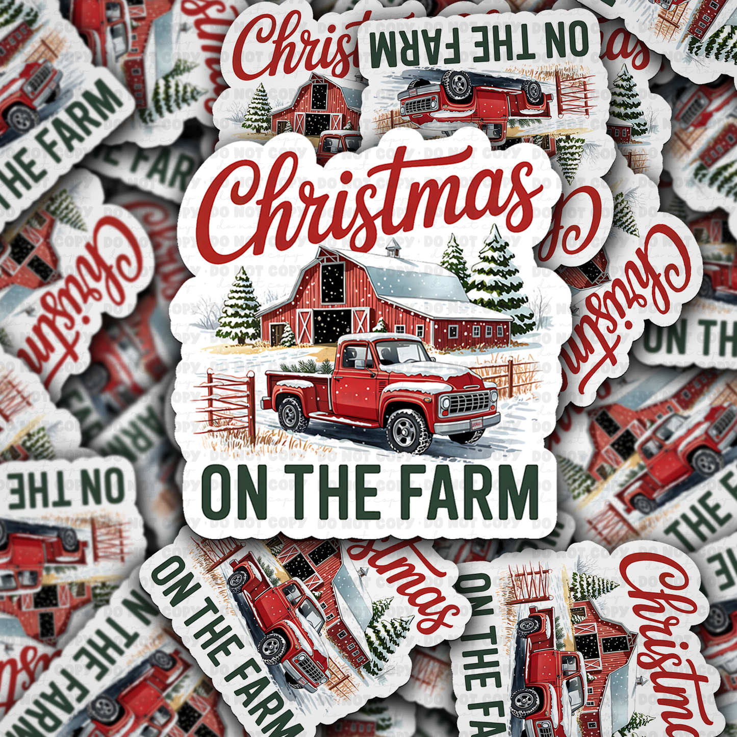 DS  2253 - Christmas on the farm Die Cut Sticker