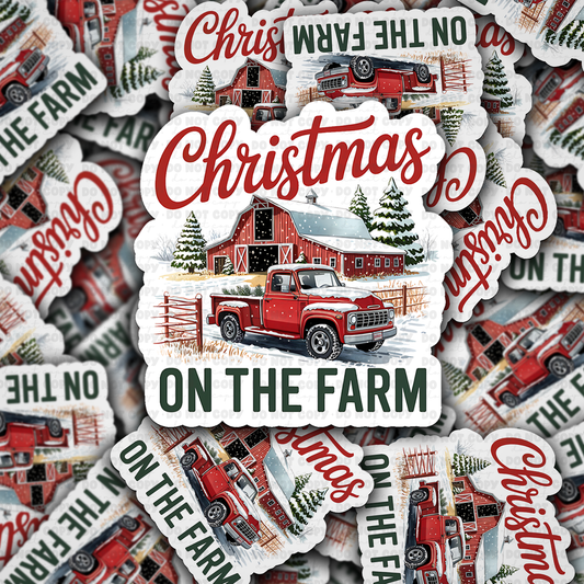 DS  2253 - Christmas on the farm Die Cut Sticker