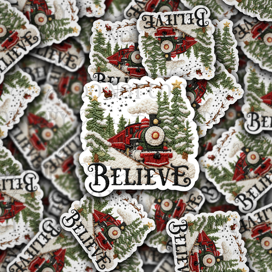 DC 2181 - Believe Christmas train Die Cut Sticker
