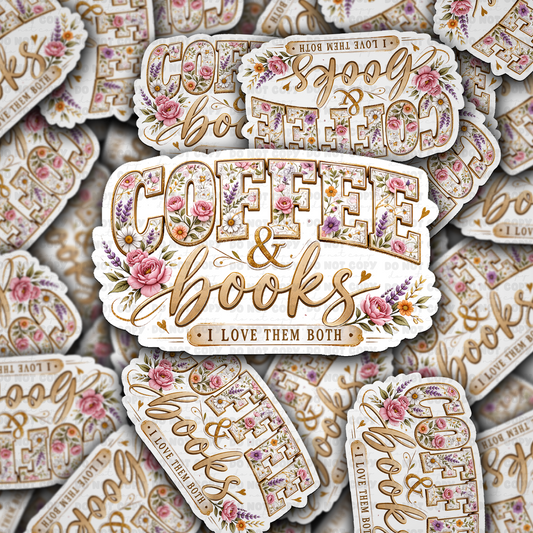 DS 2771 - Coffee and books I love them both Die Cut sticker