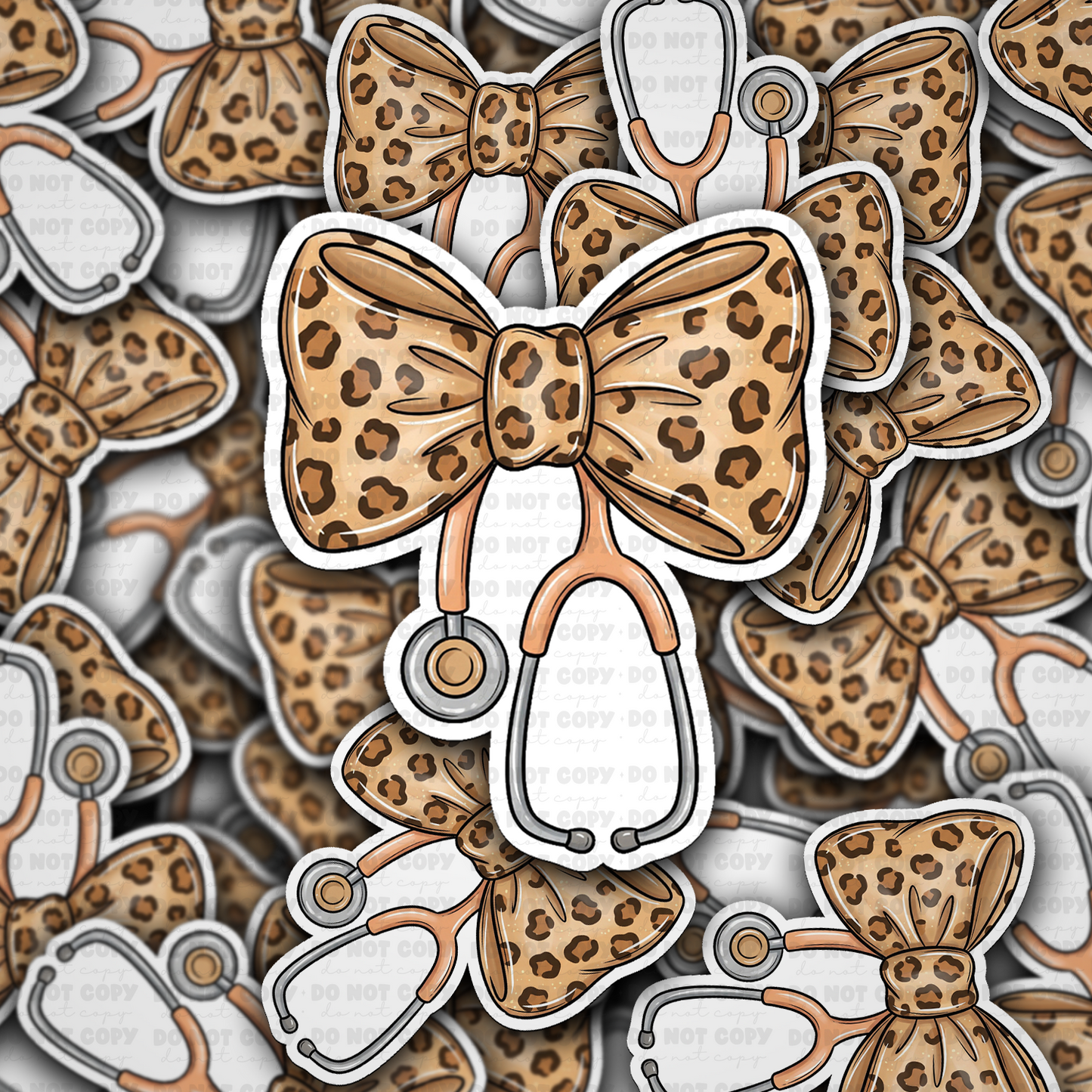 DS 2711 - Coquette leopard nurse bow Die Cut sticker