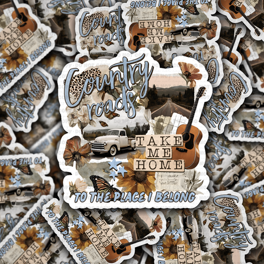 DS - 2571 Country roads take me home Die Cut Sticker