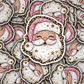 DC 2192 - Cute Santa with stars and leopard background Die Cut Sticker