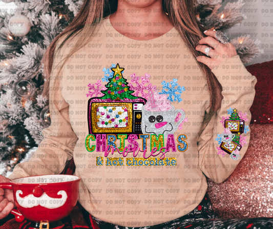 3054 Christmas Movies and hot chocolate with sleeve *DREAM TRANSFER* DTF
