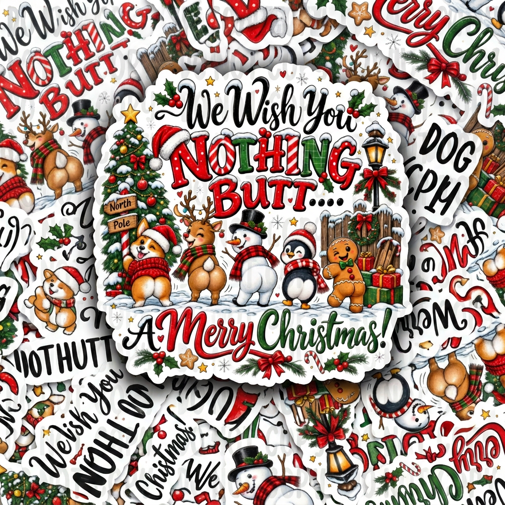 DS 3354 - We Wish You Nothing Butt a Merry Christmas Die Cut sticker