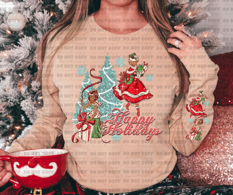 3056 Happy Holidays with sleeve *DREAM TRANSFER* DTF