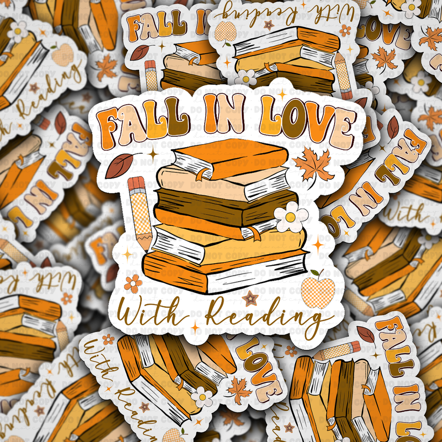 DC 2148 - Fall in love with reading Die Cut Sticker