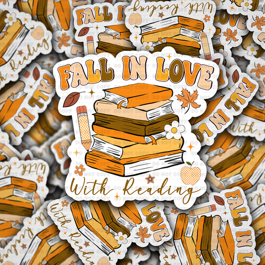 DC 2148 - Fall in love with reading Die Cut Sticker