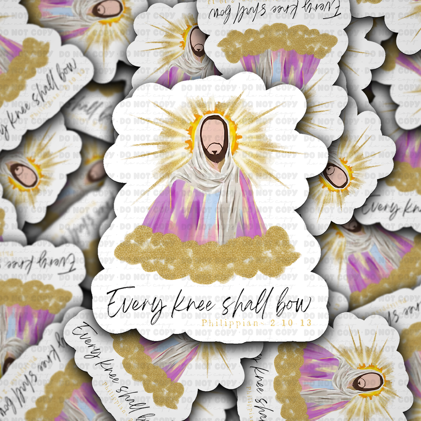 DS - 2576 Every knee shall bow Die Cut Sticker