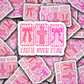 DC 2027 - Faith over fear pink cross and bows Die Cut Sticker