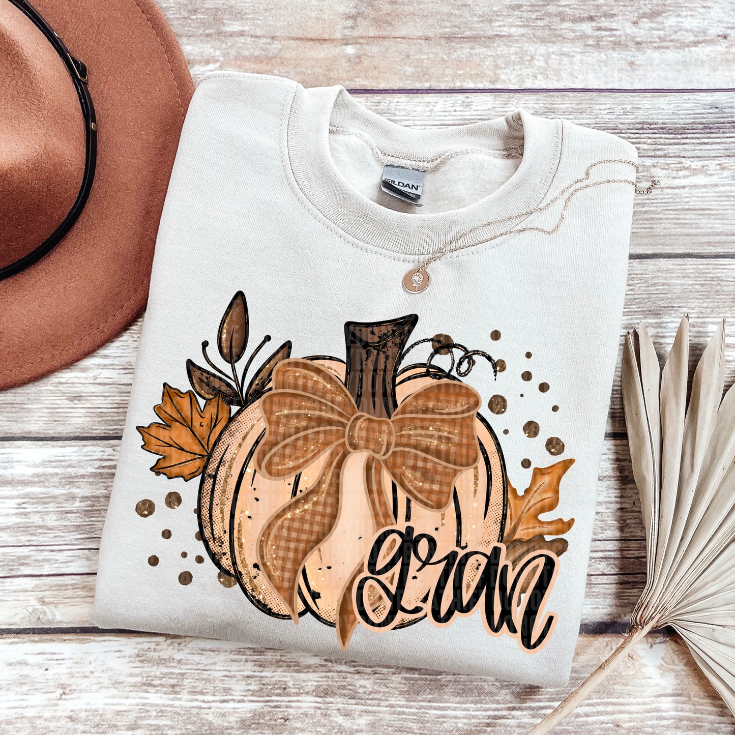 6348 - Gran Fall pumpkin faux glitter * DTF Transfer
