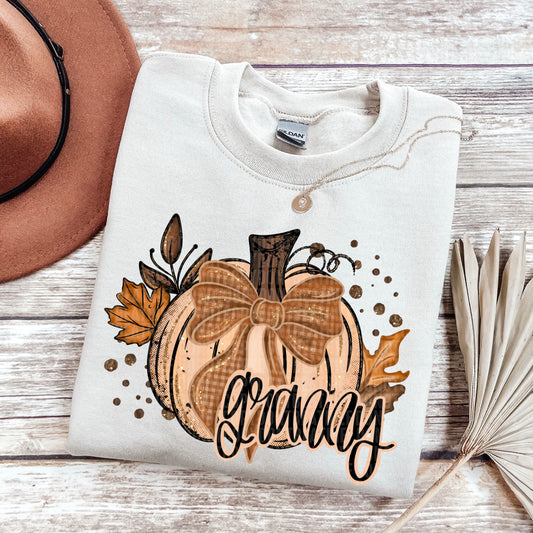 6349 - Granny Fall pumpkin faux glitter * DTF Transfer