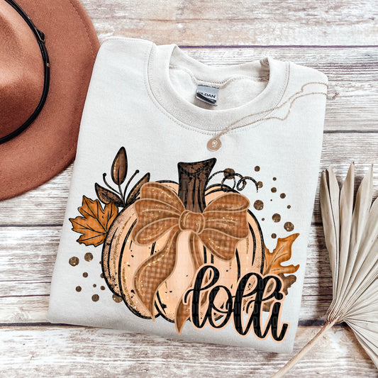 6339 - Lolli Fall pumpkin faux glitter * DTF Transfer
