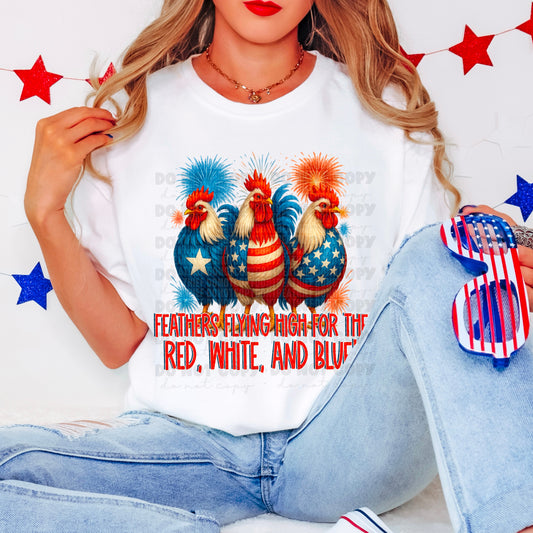 5988 - Feathers flying high for the red white and blue *DTF Transfer