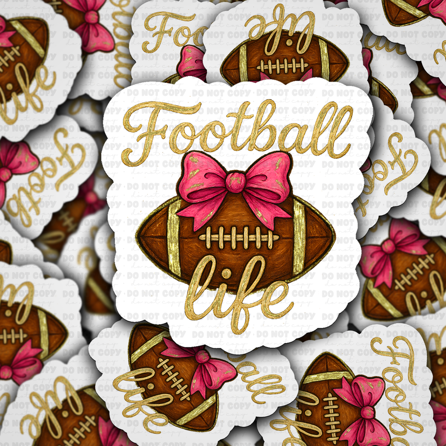 DS 3295 - Football life football bow Die Cut sticker
