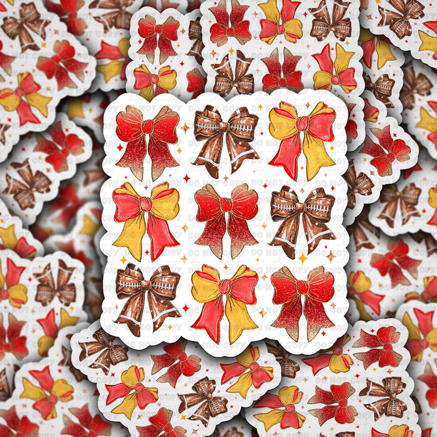 DC 2316 - Football bows red and yellow Die Cut Sticker