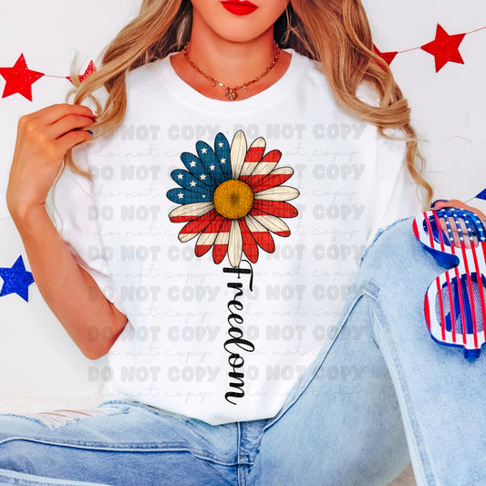 5995 - Freedom American flag sunflower *DTF Transfer