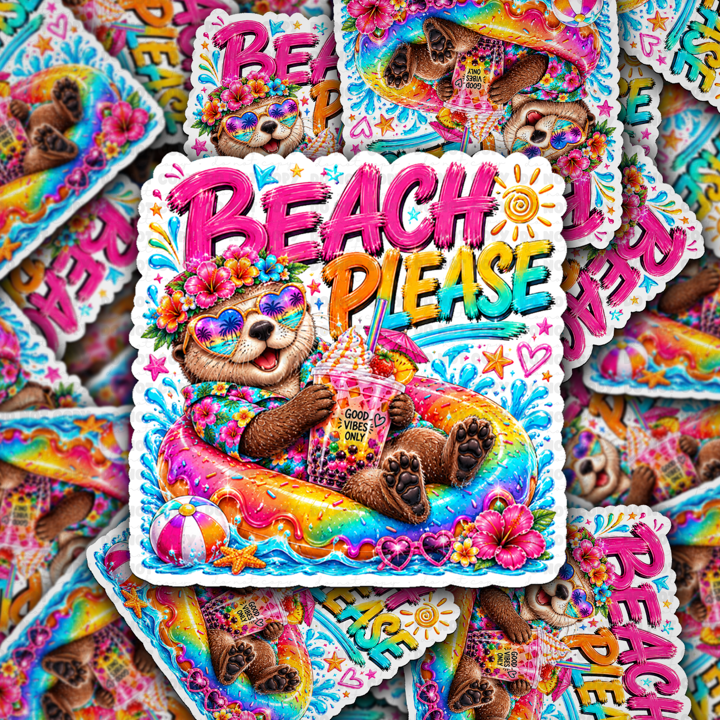 DS 3119 - Funny Summer Otter Die Cut sticker