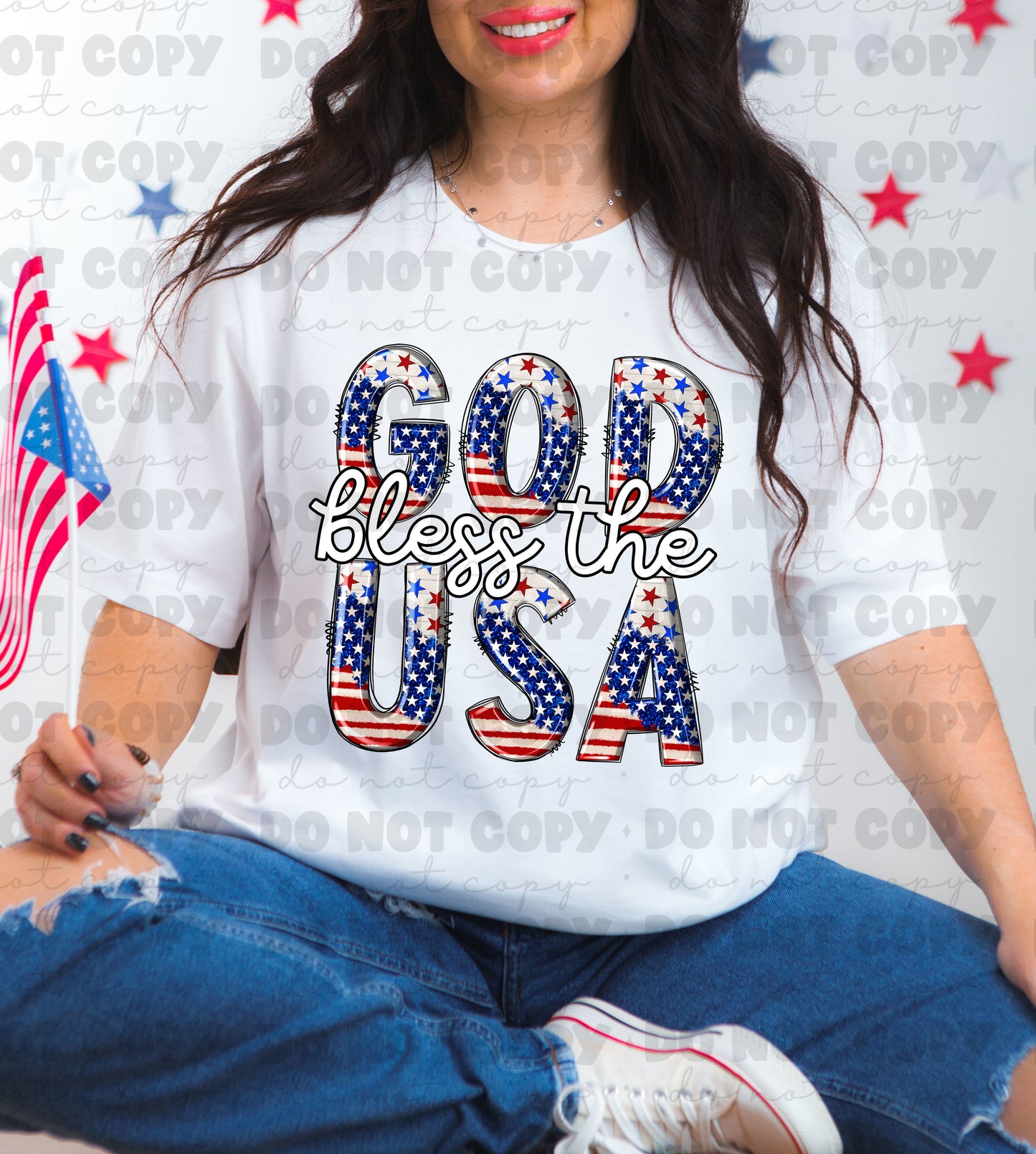 4142 God Bless the USA stars and stripes *DREAM TRANSFER* DTF