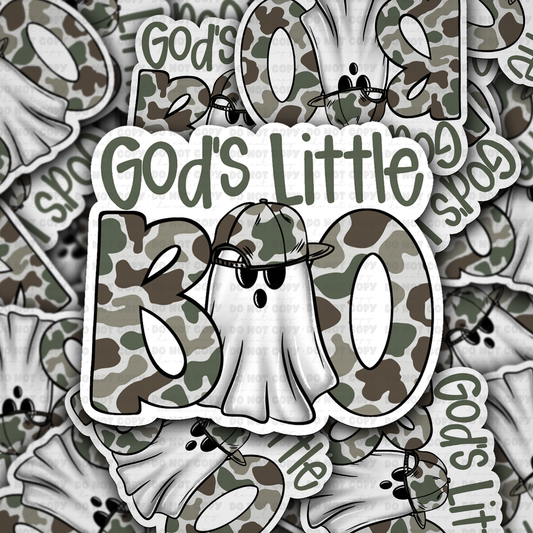 DC 2127 - God's little boo camo Die Cut Sticker