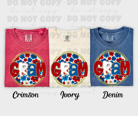 6009 - Gram floral 4th of July *DTF Transfer