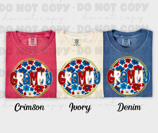 6010 - Grammy floral 4th of July *DTF Transfer