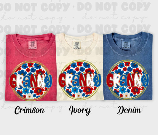 6012 - Granny floral 4th of July *DTF Transfer
