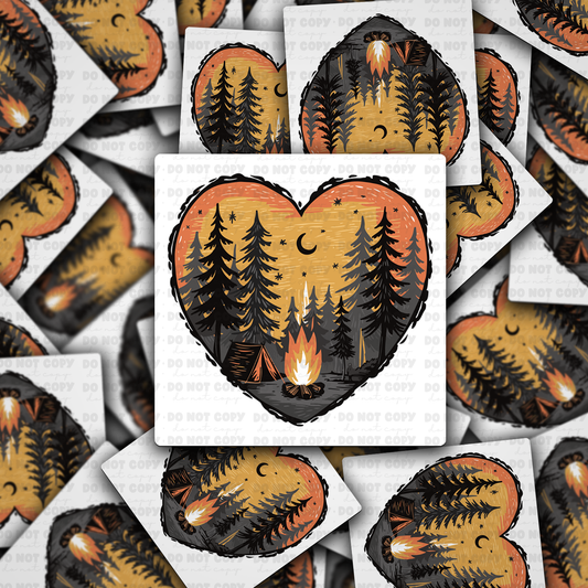 DC 2152 - Camping heart Die Cut Sticker