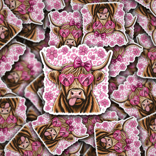 DS - 2426 Highland cow Valentine's Die Cut Sticker