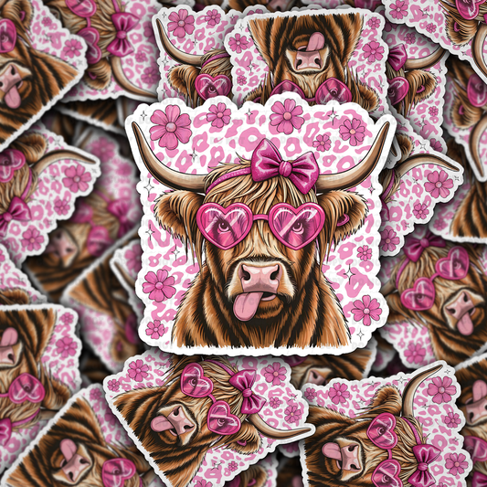 DS - 2463 Highland Cow Valentine Die Cut Sticker