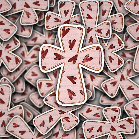 DS - 2404 Cross heart Die Cut Sticker