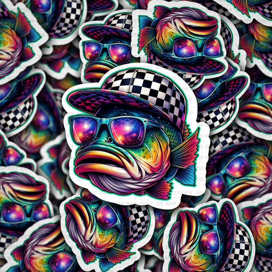 DC 2354 - Fish with hat Die Cut Sticker