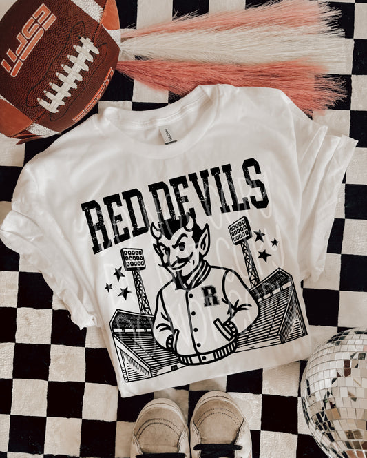 6239- Red Devils Letterman varsity mascot * DTF Transfer