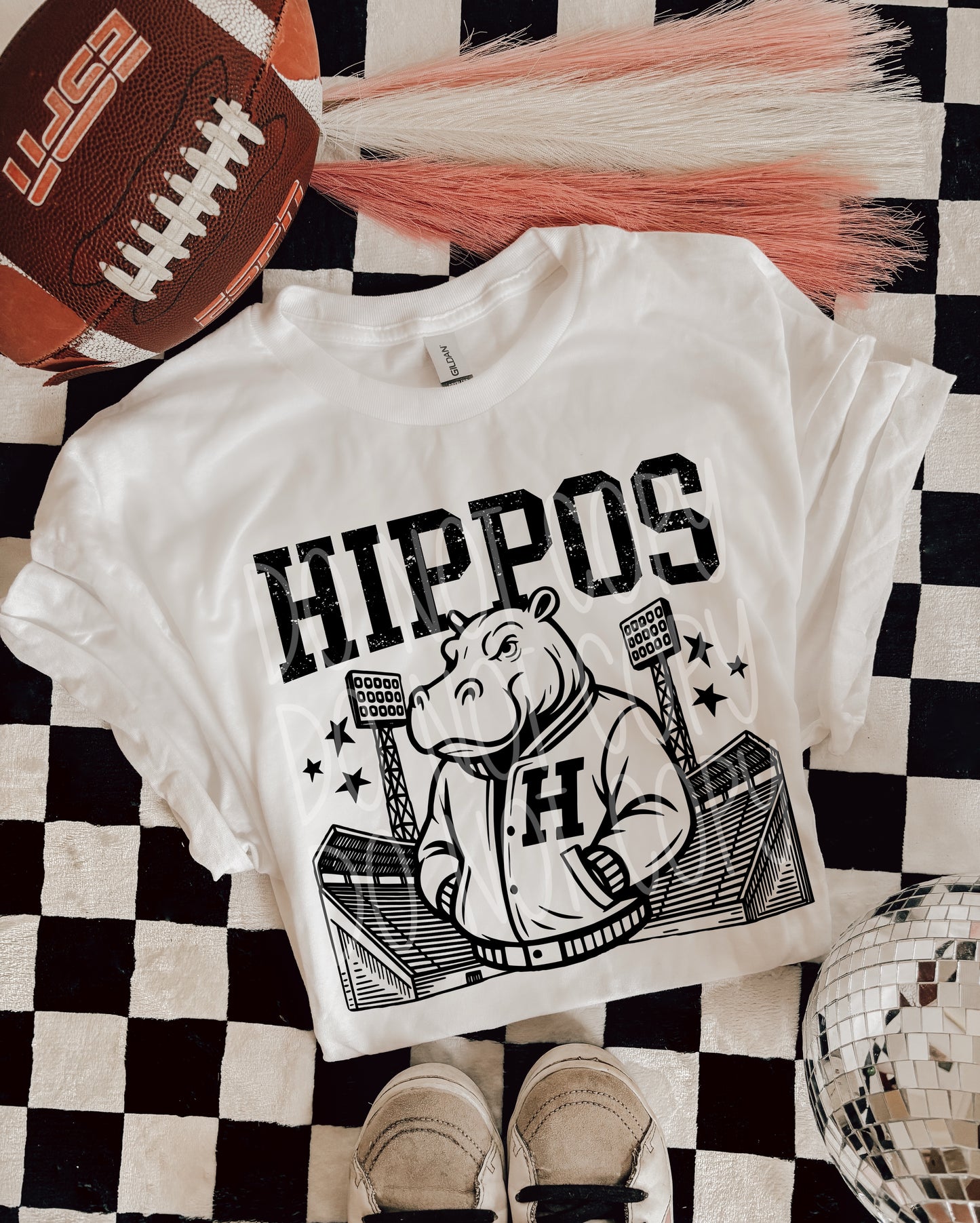 6275 - Hippos Letterman varsity mascot * DTF Transfer