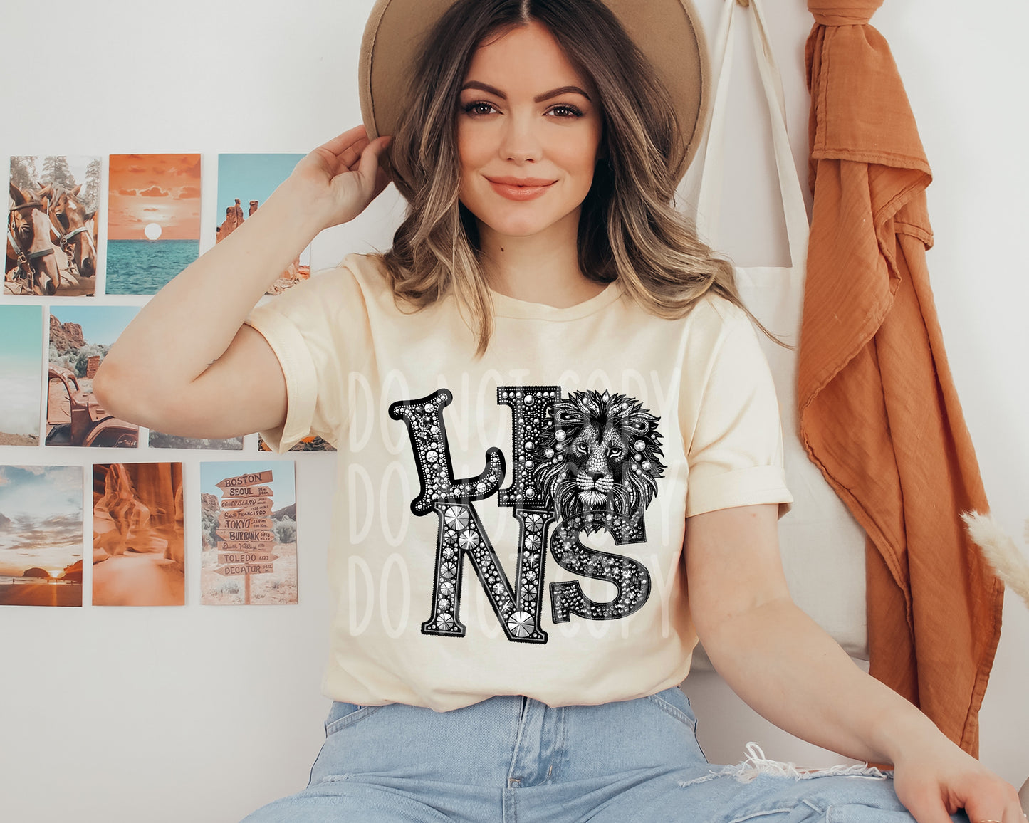 4340 Lions mascot faux rhinestone *DREAM TRANSFER* DTF