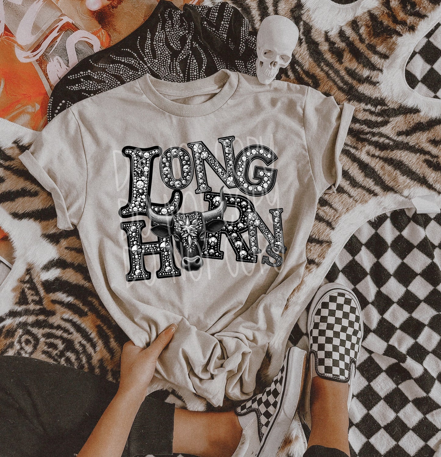 4346 Longhorns mascot faux rhinestone *DREAM TRANSFER* DTF