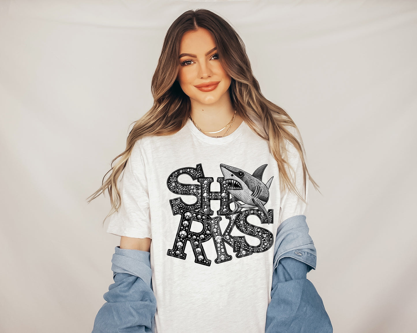 4347 Sharks mascot faux rhinestone *DREAM TRANSFER* DTF