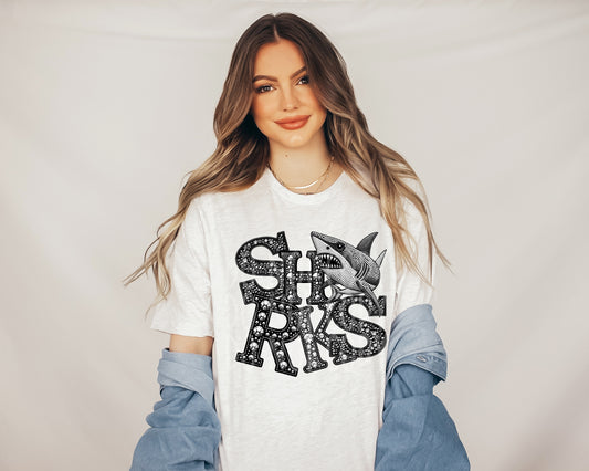 4347 Sharks mascot faux rhinestone *DREAM TRANSFER* DTF