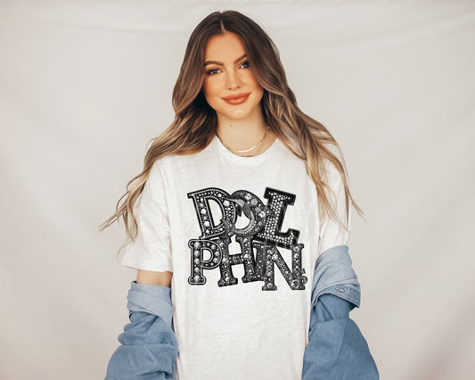 4368 Dolphins mascot faux rhinestone *DREAM TRANSFER* DTF