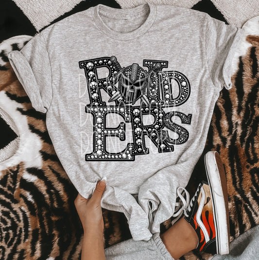 4378 Raiders mascot faux rhinestone skull crossbones *DREAM TRANSFER* DTF