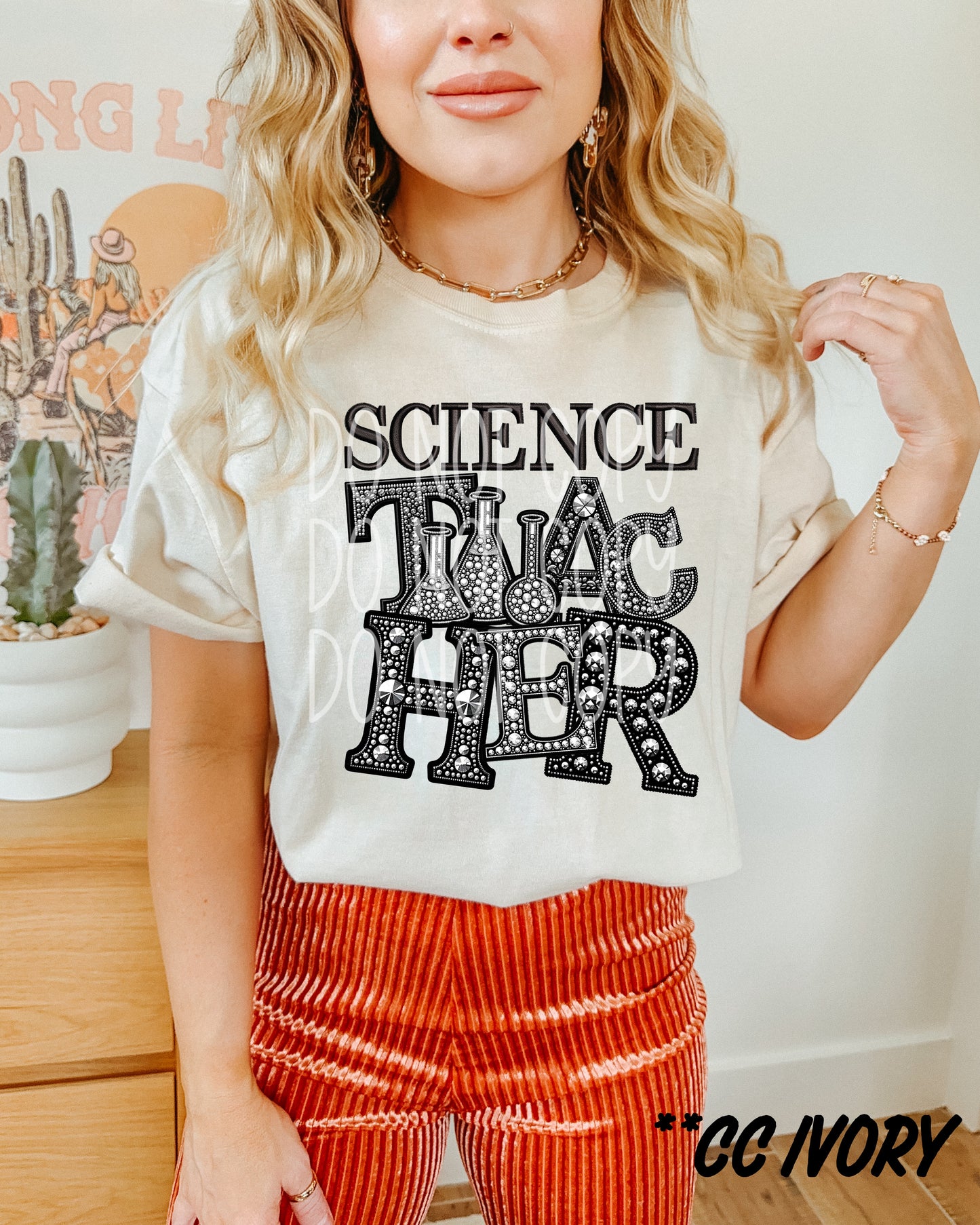 4300 Science teacher faux rhinestone *DREAM TRANSFER* DTF
