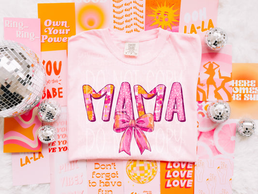 5551 - Mama floral polka dot with bow *DTF