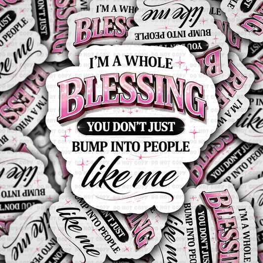 DS 2773 - I'm a whole blessing you don't just bump into people like me Die Cut sticker