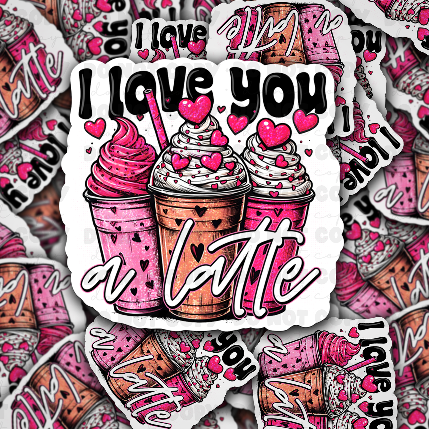DC 1304 I love you a latte - die cut sticker