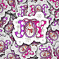 DC 2323 - Joy pink snowman Die Cut Sticker