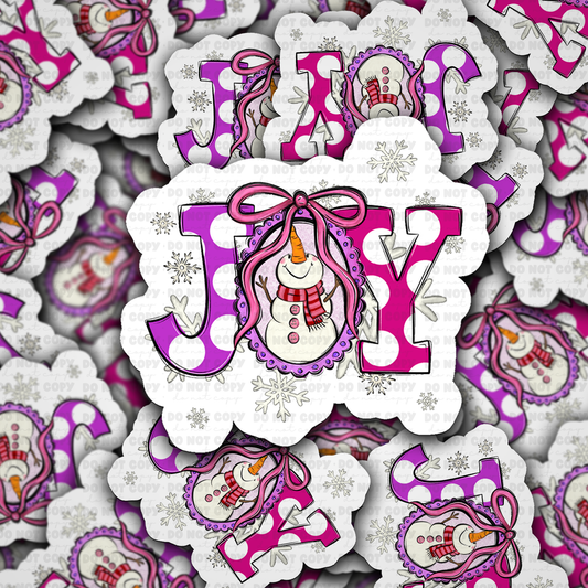 DC 2323 - Joy pink snowman Die Cut Sticker