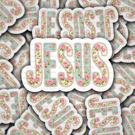 DS 2841 - Jesus floral Die Cut sticker