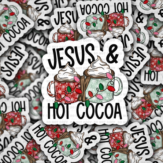 DC 2322 - Jesus and hot cocoa Die Cut Sticker