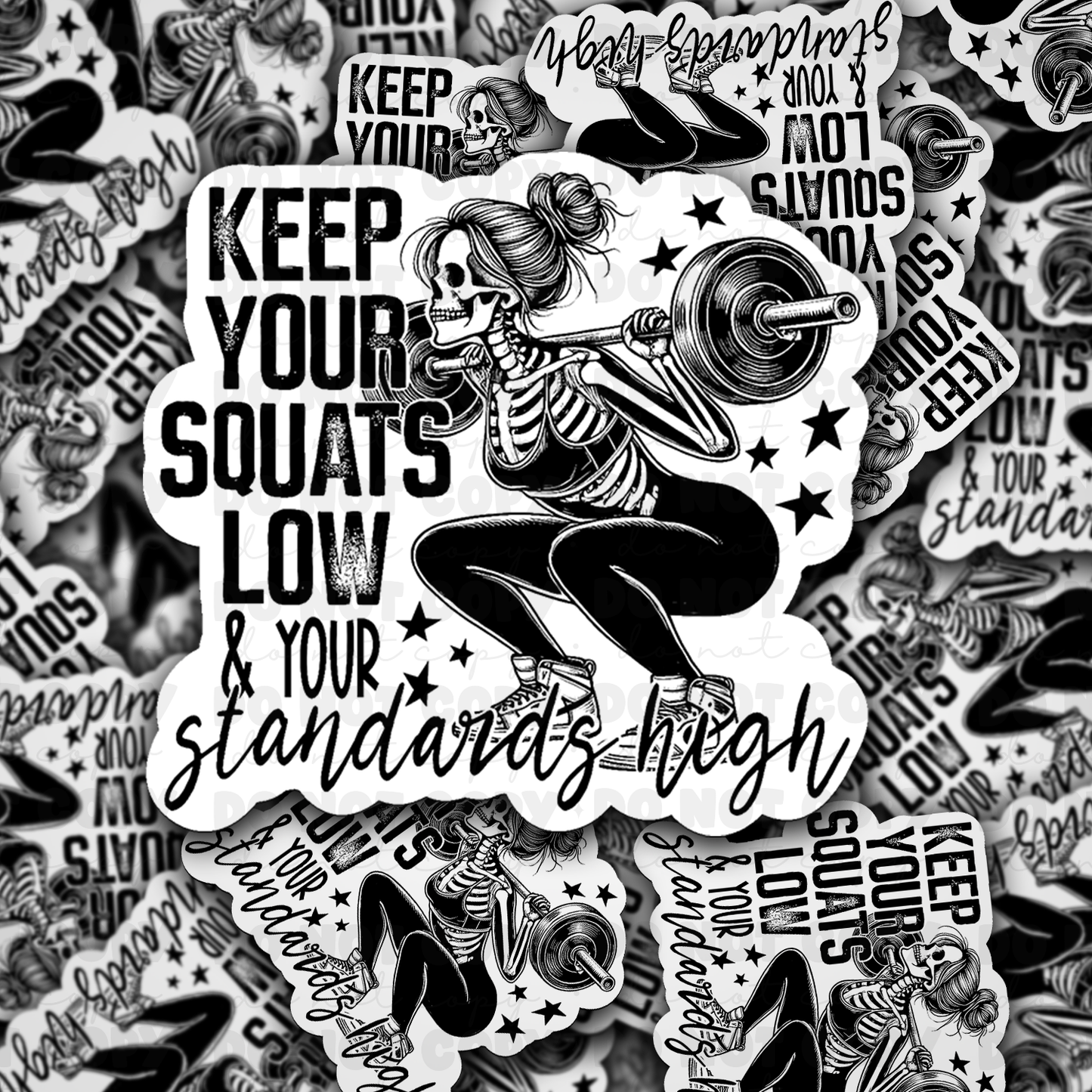 DC 1311 Keep your squats low and standards high - die cut sticker