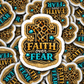DS 2974 - Leopard faith over fear cross western Die Cut sticker